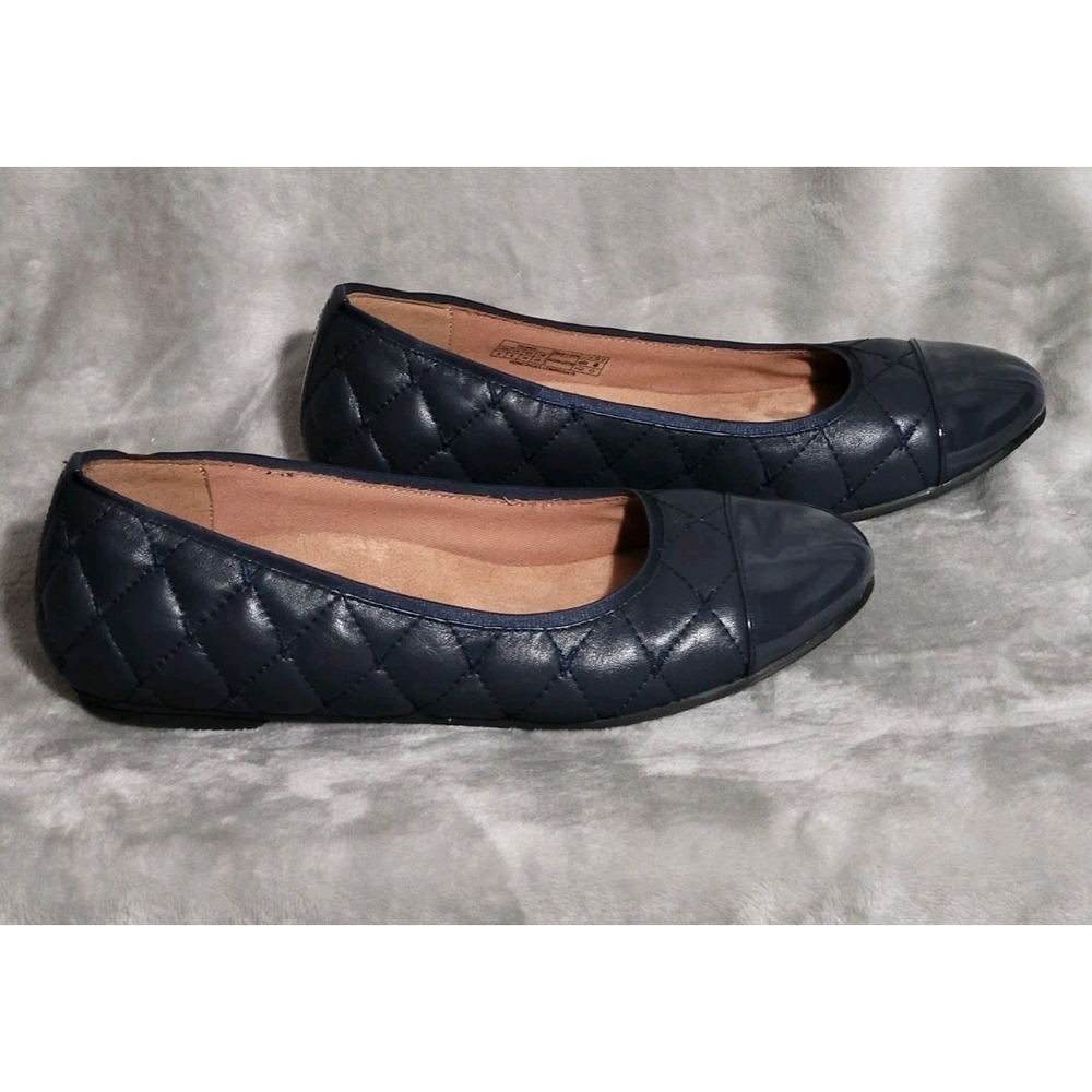 Vionic Desiree quilted ballet flats Navy US 8 comfort patent leather cap toe - Picture 5 of 6